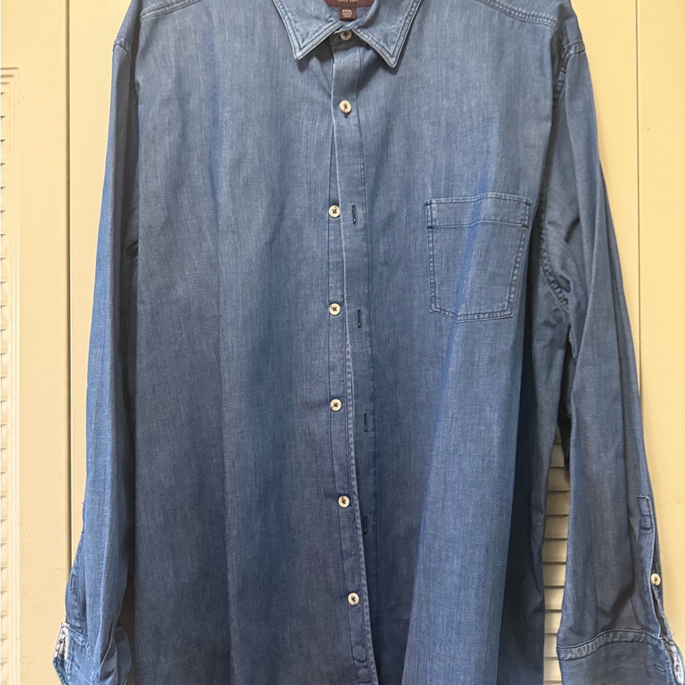 Johnston & Murphy Denim Blue Button Down Shirt
